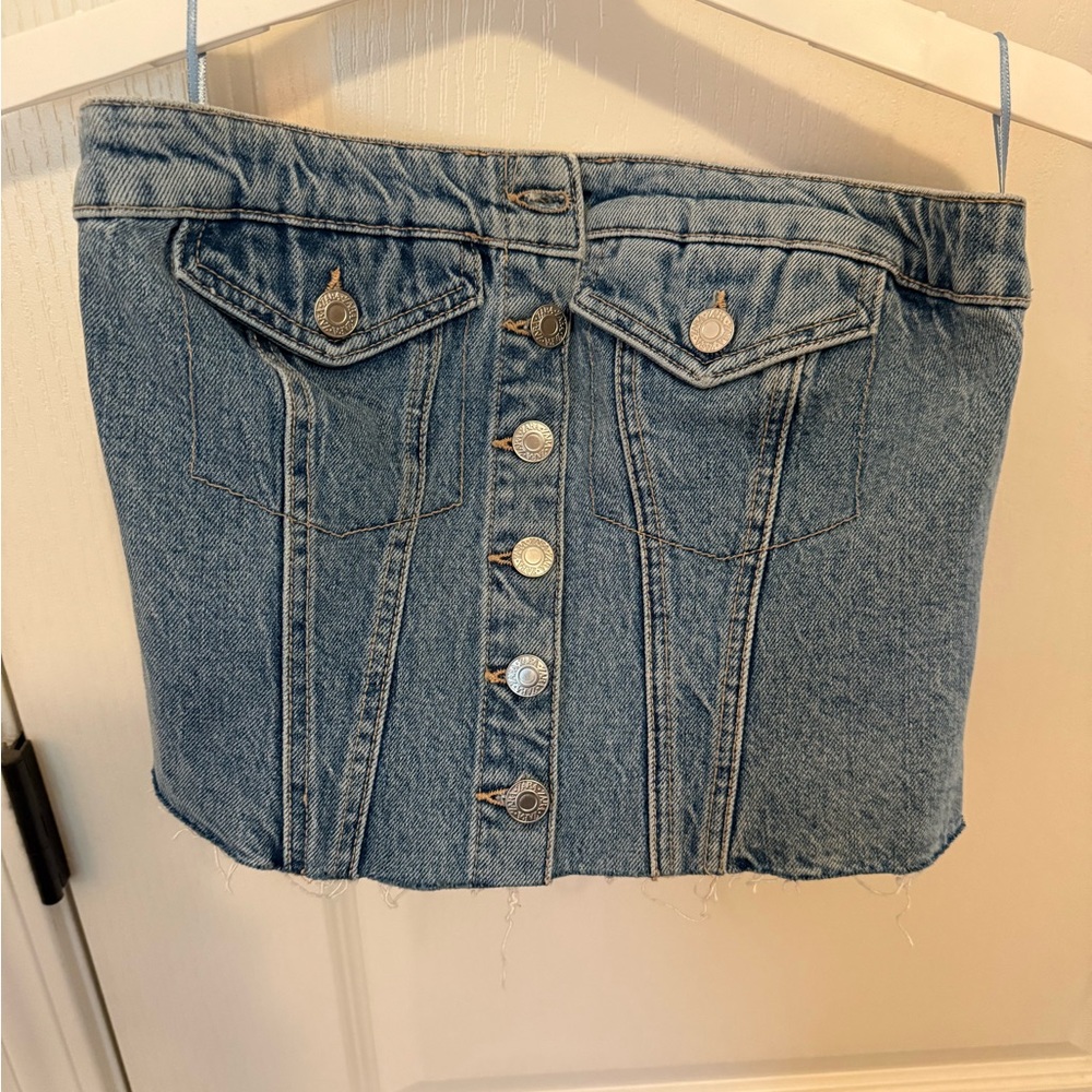 NWT Zara Denim Button-Up Crop Top